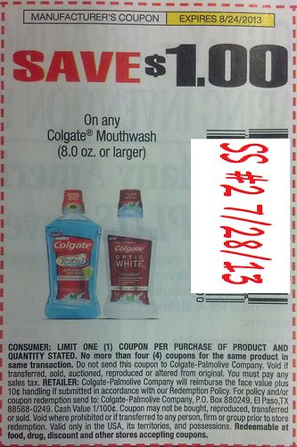 Save $1.00 on any Colgate Mouthwash (8oz or larger) Expires 8-24-2013