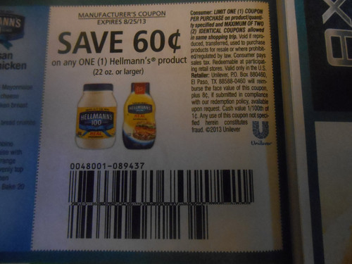 Save $0.60 on any one (1) Hellmann's product (22oz or larger) Expires 8-25-2013