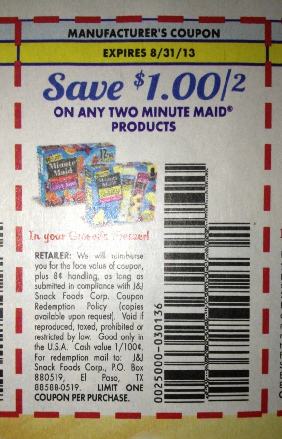 Save $1.00 on any two Minute Maid Products Expires 08-31-2013