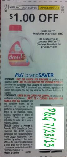 $1.00 off one Dreft (Excludes trial/travel size) Expires 8-31-2013