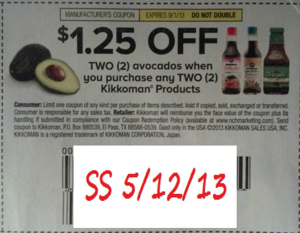 $1.25 Off Two (2) avocados when you purchase any two (2) Kikkoman products Expires 09-01-2013