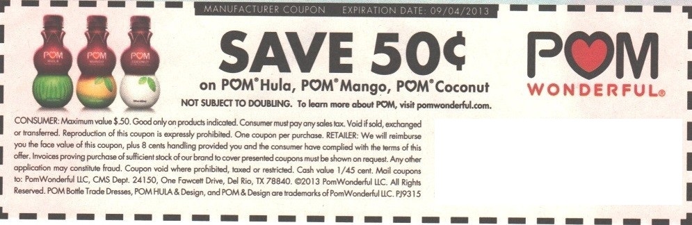 Save $0.50 on Pom Hula, Pom Mango, Pom Coconut Expires 09-04-2013