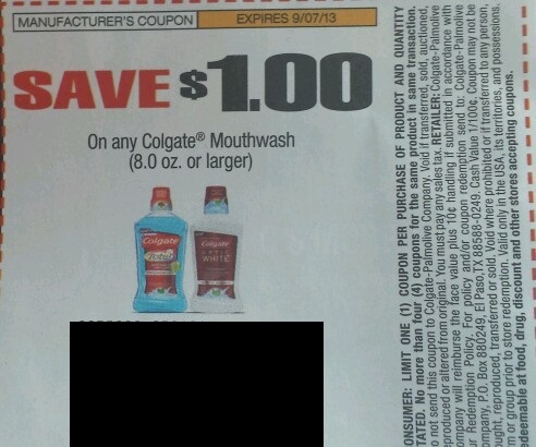 Save $1.00 on any Colgate mouthwash (8oz or larger) Expires 09/07/2013