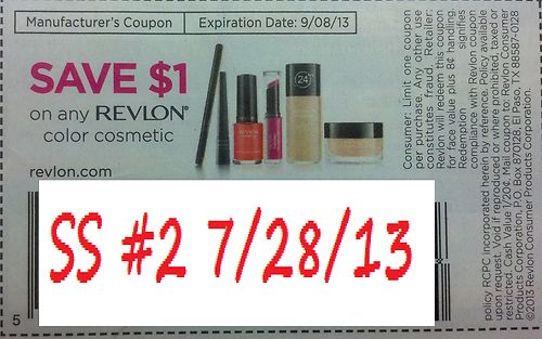 Save $1.00 on any Revlon color cosmetic Expires 09/08/2013