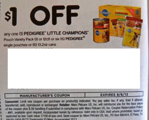 $1.00 off Pedigree Little Champions (8/12 pack or 6 single pouches or 6 cans) Expires:  Sep-08-2013