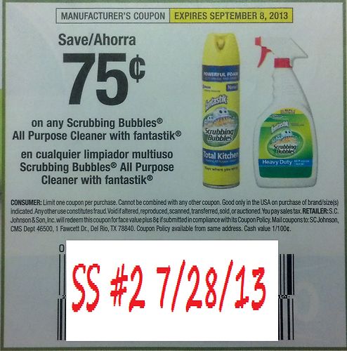 Save $0.75 on any Scrubbing Bubbles All Purpose Cleaner with fantastik Expires 09/08/2013