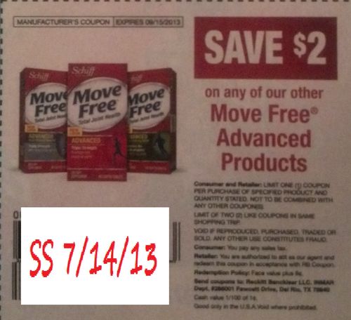 Save $2.00 on any of our other Move Free Advanced Products Expires 09/15/2013