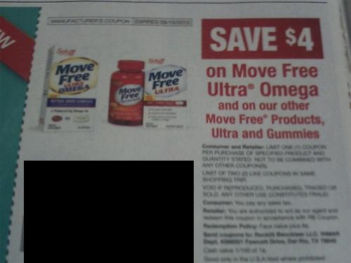 Save $4.00 on Move Free Ultra Omega and on our other Move Free products, Ultra and Gummies Expires 09/15/2013