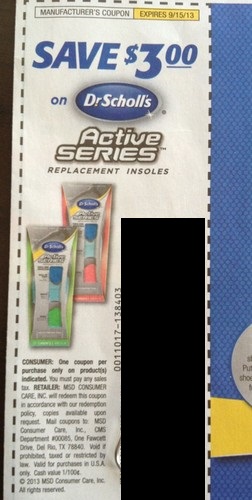 Save $3.00 on Dr. Scholl's Active Series replacement insoles Expires 09/15/2013