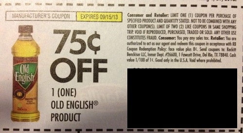 $0.75 off 1 (one) Old English product Expires 09/15/2013