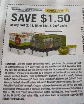 Save $1.50 on any two (2) 12, 16, or 18 ct Green Mountain K-Cup packs Expires 09/18/2013
