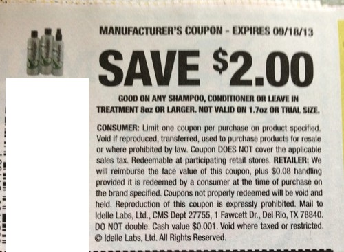 save $2.00 on any Infusium23 shampoo ,conditioner or leave in treatment 8 oz or larger, not valid on 1.7 oz or trail size Expires 09/18/2013