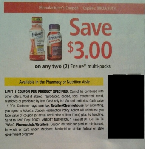Save $3.00 on any two (2) Ensure multi-packs Expires 09/22/2013