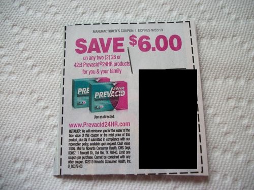 Save $6.00 on any two (2) 28 or 42ct Prevacid 24hr products for you & your family Expires 09/22/2013