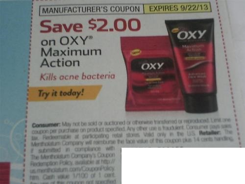 Save $2.00 on Oxy Maximum Action Expires 09/22/2013
