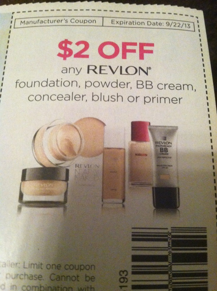 $2.00 off any Revlon foundation, powder, BB cream, concealer, blush or primer Expires 09/22/2013