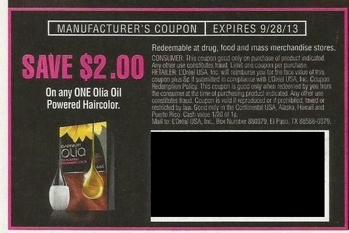 Save $2.00 on any one Olia Oil Powered Haircolor Expires 09/28/2013
