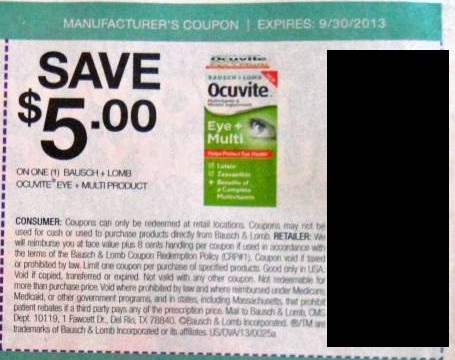 Save $5.00 on one (1) Bausch + Lomb Ocuvite Eye + Multi Product Expires 09/30/2013