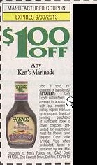 $1.00 off any Ken's Marinade Expires 09/30/2013
