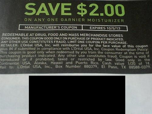 Save $2.00 on any Garnier Moisturizer Expires 10/05/2013