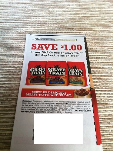 Save $1.00 on any one (1) bag of Gravy Train dry dog food, 16 lbs or larger Expires 10/05/2013