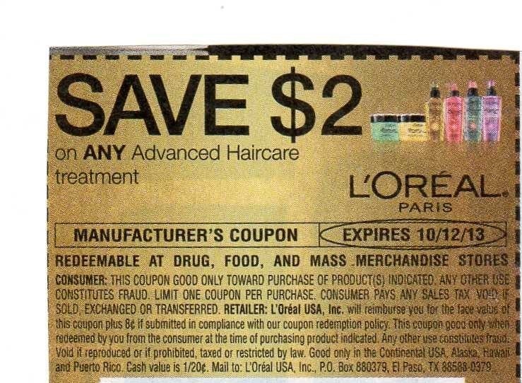 Save $2.00 on any Advanced Haircare Treatment Expires 10/12/2013