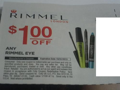 $1.00 off any Rimmel Eye Expires 10/31/2013