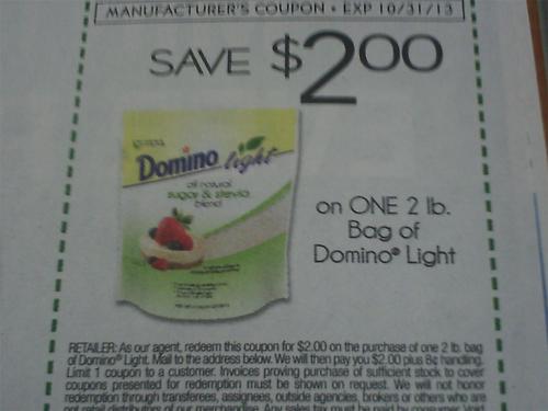 Save $2.00 on ONE 2lb Bag of Domino Light Expires 10/31/2013