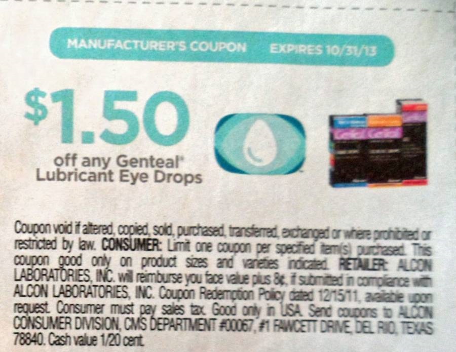 $1.50 off any Genteal Lubricant Eye Drops