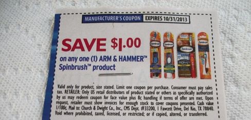 Save $1.00 on any one (1) Arm & Hammer Spinbrush product Expires 10/31/2013