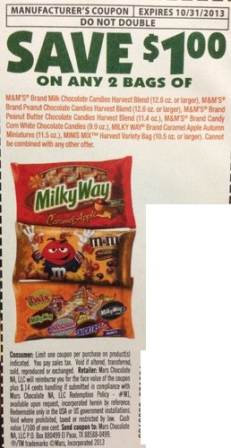 $1/2 bag of M&M'S brand chocolate products cpns, see details, x10/31
